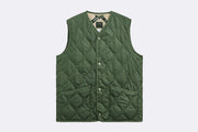 Taion Unisex Military Button Crew Neck Down Vest Olive